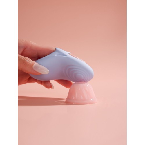 Голубой вибромассажёр на пальцы Echo 2 с функцией нагрева