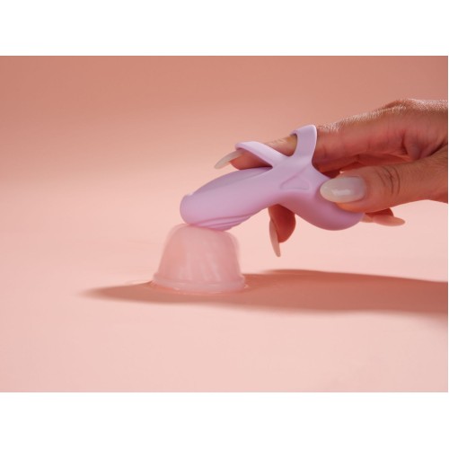 Сиреневый вибромассажёр на пальцы Echo 2 с функцией нагрева