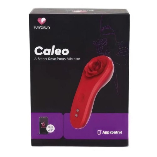 Красный вибратор в трусики Funtown Caleo с магнитным держателем-розой