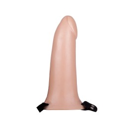 Пустотелый реалистичный фаллопротез на ремешках с заклепками - 17 см.