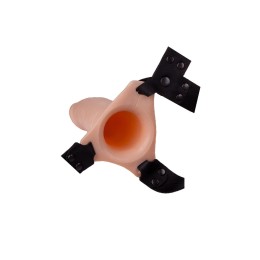 Пустотелый реалистичный фаллопротез на ремешках с заклепками - 16,5 см.