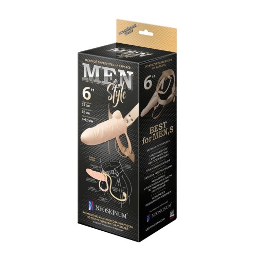 Телесный фаллопротез MEN STYLE с анальным стимулятором - 17,5 см.