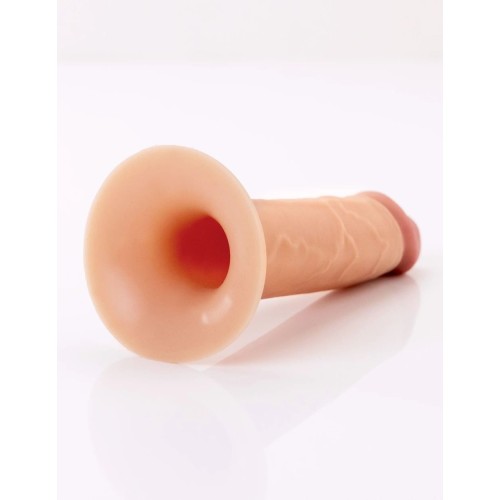 Телесный полый страпон на черных ремнях Hollow Silicone Strap-on - 17,8 см.