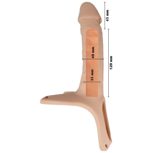 Телесный полый страпон на ремешках - 16,5 см.