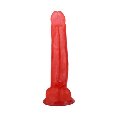 Малиновый гелевый фаллоимитатор на присоске - 17,5 см.