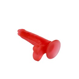 Малиновый гелевый фаллоимитатор на присоске - 17,5 см.