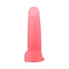 Нежно-розовый фаллоимитатор с мошонкой на присоске - 16,5 см.