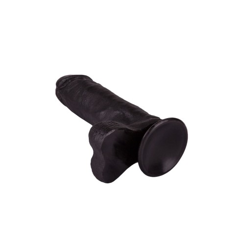 Чёрный дилдо на присоске - 19 см.