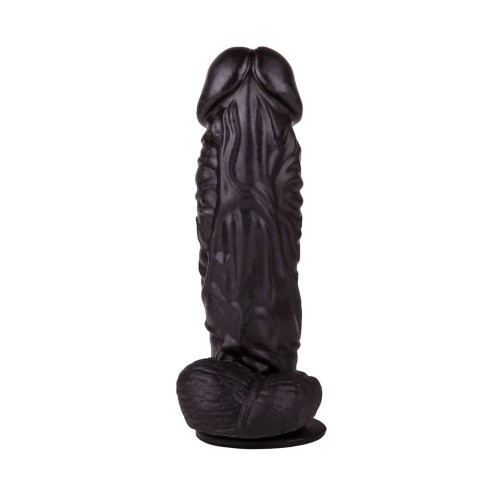 Большой чёрный фаллоимитатор на присоске - 20,5 см.
