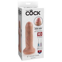Телесный необрезанный фаллоимитатор на присоске 6  Uncut Cock - 16,5 см.