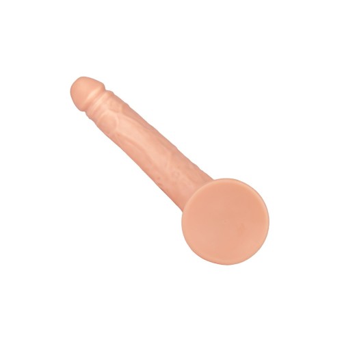 Телесный рельефный фаллоимитатор-реалистик на присоске - 19 см.