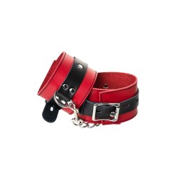 Красно-черные оковы на ноги из кожи