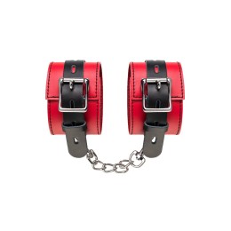 Красно-черные оковы на ноги из кожи