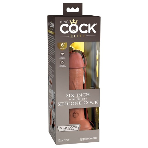 Кофейный фаллоимитатор 6  Silicone Dual Density Cock - 17 см.