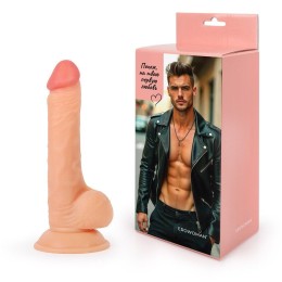 Телесный фаллоимитатор с мошонкой и присоской