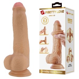 Телесный фаллоимитатор с подвижной кожей Draco - 23,3 см.