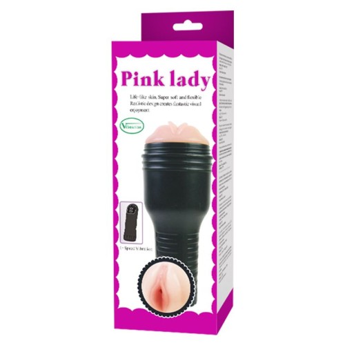 Мастурбатор-вагина с 4 уровнями вибрации и выносным пультом Pink Lady