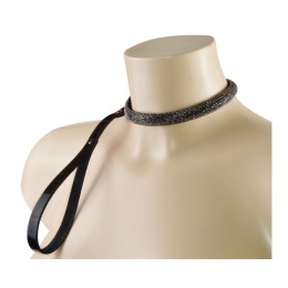 Эффектный сверкающий ошейник с поводком  Гламур 
