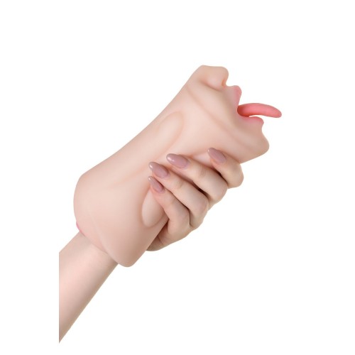 Телесный двусторонний мастурбатор Fruity Tongue - ротик и вагина