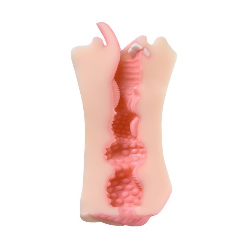 Телесный двусторонний мастурбатор Fruity Tongue - ротик и вагина