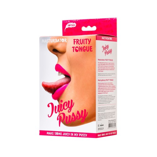 Телесный двусторонний мастурбатор Fruity Tongue - ротик и вагина