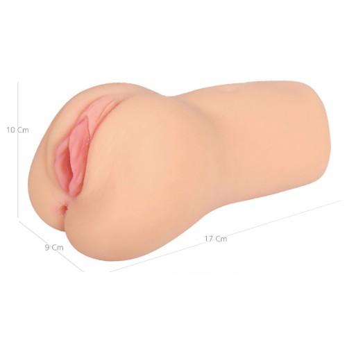 Телесный вибромастурбатор-вагина с рельефом Bellana