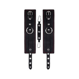 Черные кожаные однослойные оковы с контрастной строчкой