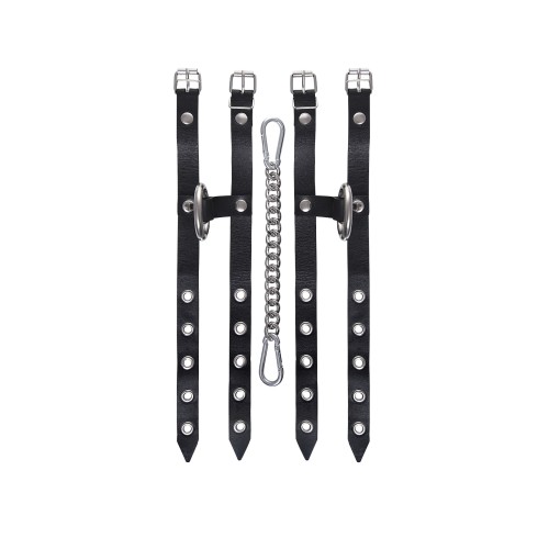 Черные однослойные кожаные оковы из двух ремешков