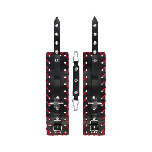 Черно-красные оковы из натуральной кожи