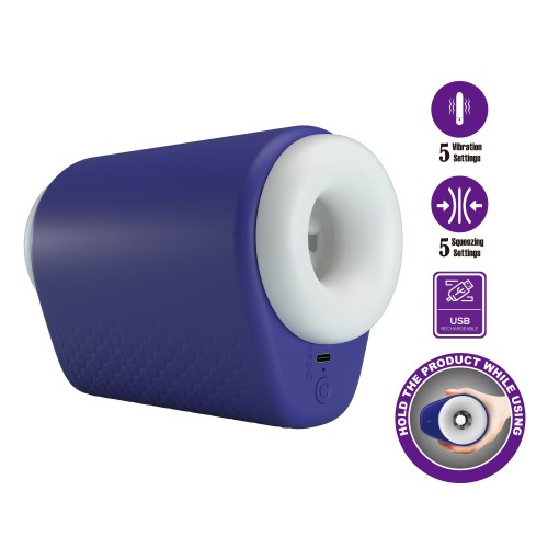 Синий автоматический вибромастурбатор Dj Lady