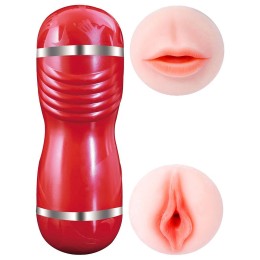 Двусторонний мастурбатор в колбе Cleo - вагина и ротик