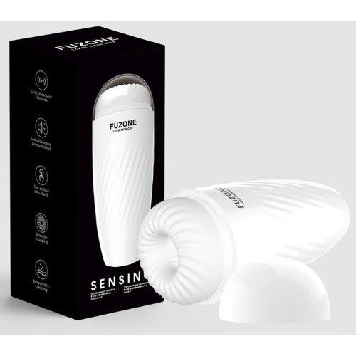 Белый мастурбатор с вибрацией в колбе Fuzone