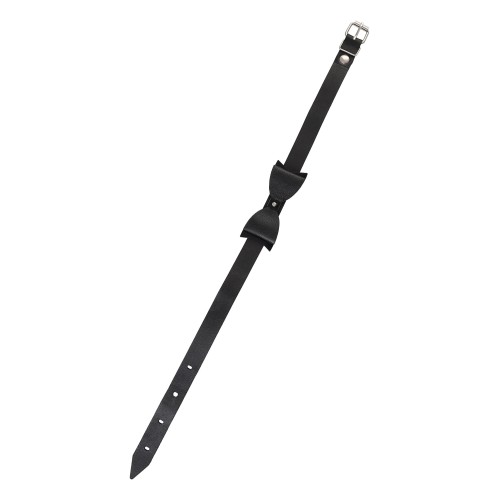 Черный кожаный чокер с бабочкой