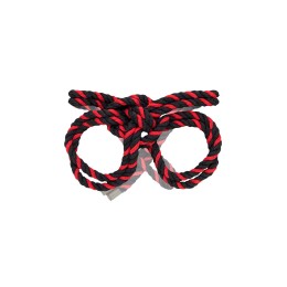 Черно-красные наручники-оковы «Узел-Альфа» из хлопковой веревки