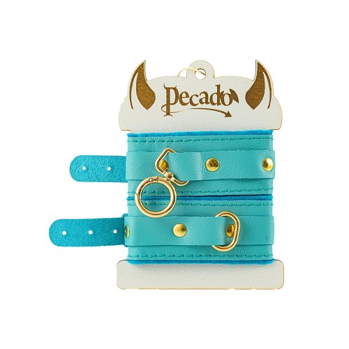 Голубые двуслойные кожаные оковы