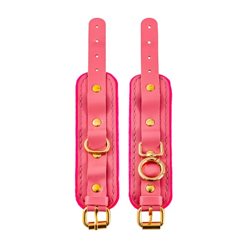 Розовые двуслойные кожаные оковы