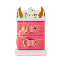 Розовые двуслойные кожаные оковы