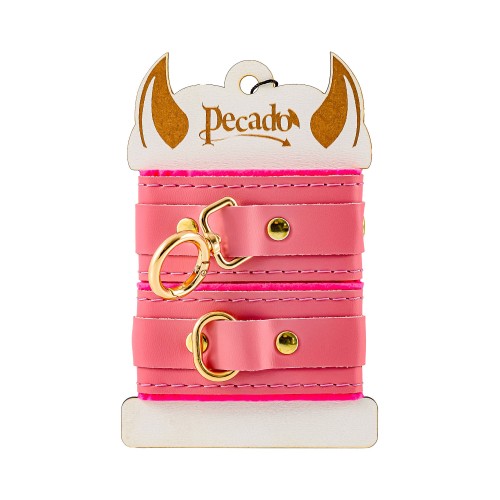 Розовые двуслойные кожаные оковы