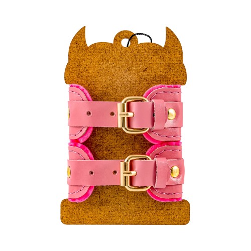 Розовые двуслойные кожаные оковы