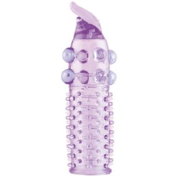Гелевая фиолетовая насадка с шариками, шипами и усиком - 11 см.