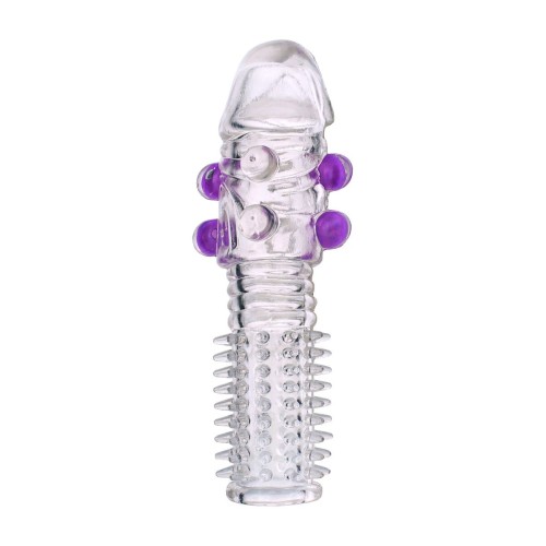 Гелевая прозрачная насадка с шариками и шипами - 14 см.