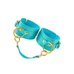 Голубые однослойные кожаные оковы