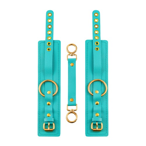 Голубые однослойные кожаные оковы