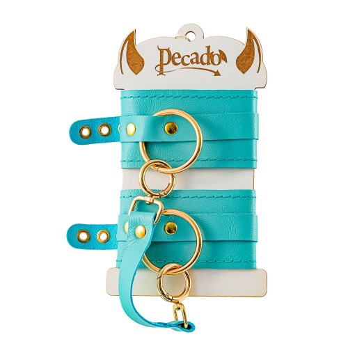 Голубые однослойные кожаные оковы