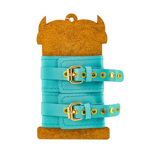 Голубые однослойные кожаные оковы