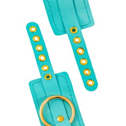 Голубые однослойные кожаные оковы