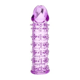 Гелевая фиолетовая насадка на фаллос с шипами - 12 см.