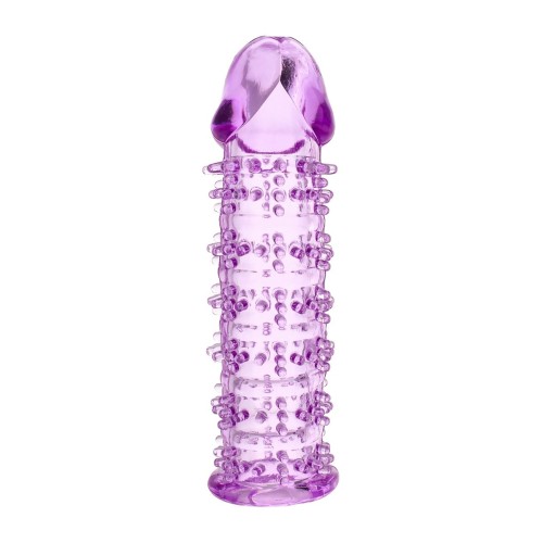 Гелевая фиолетовая насадка на фаллос с шипами - 12 см.
