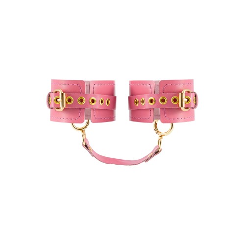 Розовые однослойные кожаные оковы