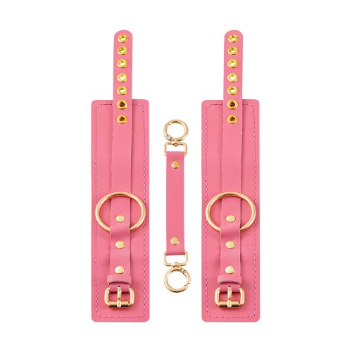 Розовые однослойные кожаные оковы